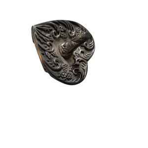 Vintage 1992 Godinger Silver Heart Ring Holder Bedroom Trinkets Floral Valentine